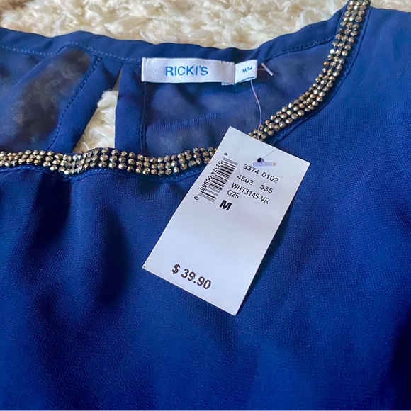 NWT! 🪩 Royal Blue Rhinestone Open Back Top 🪩 - Picture 3 of 4
